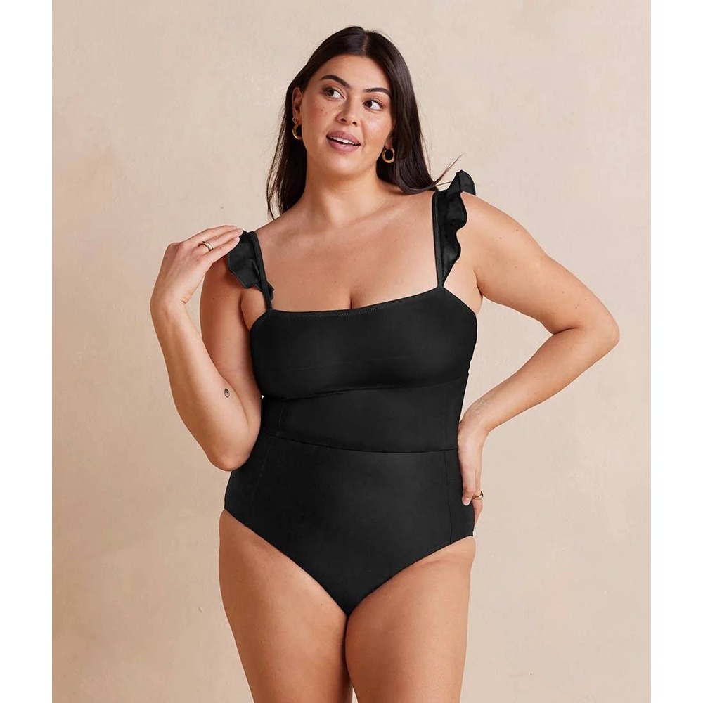 Summersalt Ruffle Oasis One Piece Women 18 Black Swimsuit